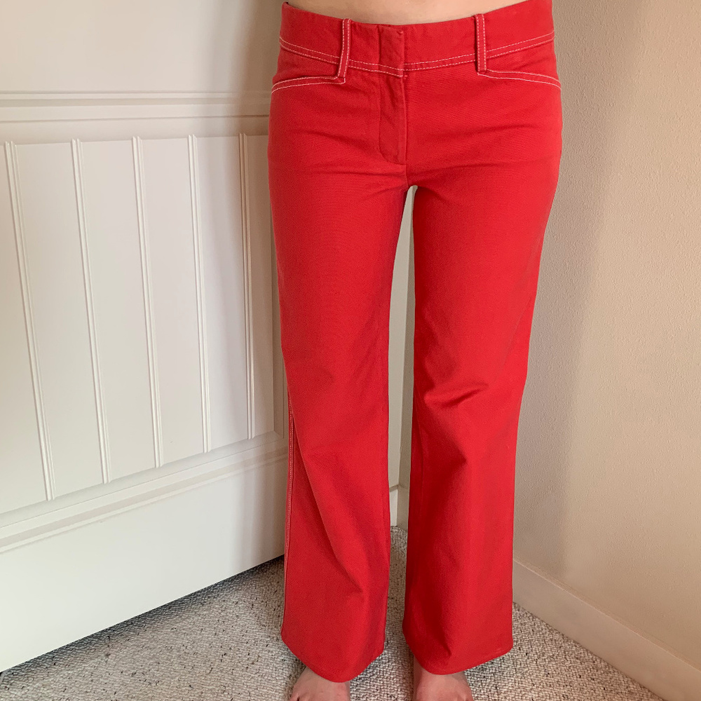 BCBGMaxAzria Bright Red Jeans, Straight Leg Size-4